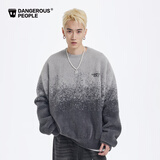 Dangerous people薛之谦dsp渐变仿貂毛时尚宽松圆领套头毛衣针织衫 灰色 XL