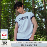 Calvin Klein Jeans夏季男女情侣中性摩登霓虹ck印花休闲圆领短袖T恤J318289 YAF-白色 M   （推荐135-150斤）