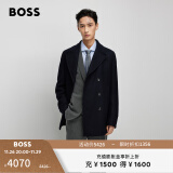 BOSS【质感毛呢】男士经典秋冬羊毛混纺双排扣质感毛呢大衣宽松外套 402-深蓝色 EU:46(S宽松)