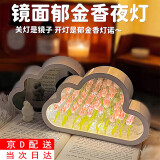 米囹郁金香小夜灯镜子手工diy材料包生日礼物送女朋友情人节礼品 20朵粉色郁金香花海款+礼袋