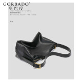 高巴度（GORBADO）2024新款包包女大容量单肩包简约牛皮斜挎包旅行休闲托特包大包潮 黑色 超软牛皮