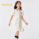 巴拉巴拉女童夏装儿童连衣裙中大童学院风撞色甜美裙子泡泡袖208224111003