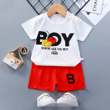 专一（Zhuanyi）儿童短袖纯棉套装夏季幼儿男女童T恤宝宝短袖短裤套装 短套- BOY 90cm