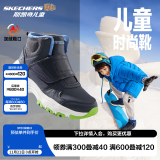 Skechers斯凯奇儿童绒绒靴男女童冬季防滑儿童加绒运动鞋中帮棉靴302527L 男童-海军蓝色-多彩色-NVMT 35码