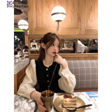 蝶娇诺小香风连衣裙子秋季女装慵懒风穿搭女套装学院风气质显瘦御姐纯欲 学院风假两件 M【100-110】