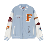 F426【赵露思许妍同款】国潮牌春季高级撞色毛巾绣棒球服长袖外套 蓝色 S