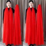 TKHE红色丝巾加长款古装纱巾超大洋气长薄款秋冬保暖披肩围巾沙滩巾 追忆-大红 3米长1.5米宽