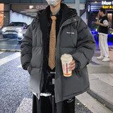 帛米图加厚假两件连帽棉服男冬季潮流学生棉衣棉袄子面包服外套男装衣服 南极 WT08灰色 XL