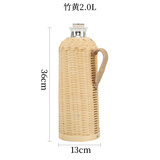 竹编热水瓶家用手工复古保温壶茶室暖壶大容量传统玻璃内胆开水瓶 竹黄 2L