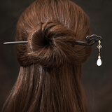 梦君宸加长款发簪超长木发簪盘发长发钗汉服复古风黑檀木生日情人节礼物 如意白玉吊坠（20厘米）头发到腰