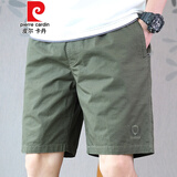 皮尔卡丹夏季2021新款沙滩裤外穿潮流宽松大裤衩子中裤休闲短裤男士五分裤针织 军绿色 3XL