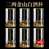 卢咖芮斯二两金山白酒杯水晶玻璃金箔100ml酒盅带刻度2两杯酒具 金山2两杯6只 100ml 6只