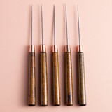 若轩葫芦形实心全钢锥子针手工打孔修鞋补鞋直锥缝纫木柄锥子上鞋工具 黑柄直尖锥 5把