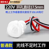 国际电工分体式人体感应开关220V模块智能延时感光探头楼道灯自动红外感应 220v人体感应探头【不可调】