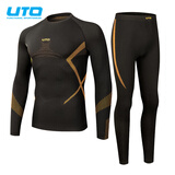 悠途（UTO）悠途 户外运动功能内衣套装保暖滑雪速干衣男跑步紧身压缩衣女 男黑暗金（升级加厚炭芯款） L