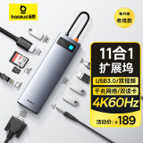 倍思拓展坞Type-C扩展坞充电器 分线转换器千兆网口4K60Hz投屏PD100W读卡通用雷电苹果华为电脑车载