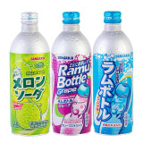 三佳利（Sangaria） 波子汽水 日本原装进口 气泡水饮料 水果味碳酸饮料 整箱铝瓶装 三口味各一 500mL*3瓶