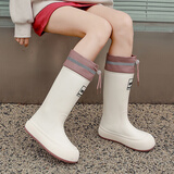 DG&DU雨鞋女款2025新款高筒防水防滑雨靴加绒长筒水鞋时尚学生软底水靴 【防水口款-防水防滑】白色 36/37【码数偏小】