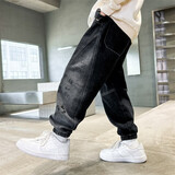 其派童装男童裤子春秋秋冬加绒儿童裤子渐变牛仔裤学生休闲宽松裤子 黑色春秋款 140 (适合身高140CM)