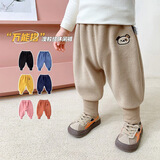 嘟嘟家宝宝裤子冬季男童长裤保暖女童休闲裤冬款儿童衣服童装 米色 100