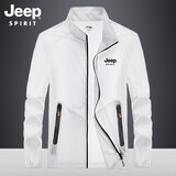 JEEP SPIRIT 皮肤衣男春夏季新款情侣户外薄款女弹力快干新品速干夹克外套男 白色-防晒衣 XL