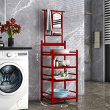 晏新老式洗脸盆架落地式农村洗脸架子带镜子家用简易多层置物架卫生间 豪华顶配款四层置物【板】-紫红