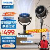 飞利浦（PHILIPS）空气循环扇家用电风扇3D自动摇头直流变频24档轻音无噪立式智能遥控定时落地扇换气扇对流涡轮扇 ACR3242CFV「24档风+杀菌过滤+语音」