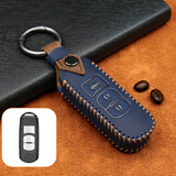 马自达汽车钥匙套3昂克赛拉包6阿特兹马自达8钥匙扣cx4星骋cx-5睿翼cx-30真皮钥匙壳CX-9 A款【智能三键】疯马皮蓝色
