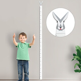 KOLYMAX创意卡通身高尺墙贴亚克力儿童身高测量仪简约儿童房3D动物身高贴 白色兔子 195cm*3.5cm中号+透明磁吸辅助尺