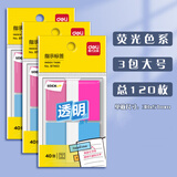 得力索引贴标签贴纸便利贴可爱卡通少女小清新记号记事创意笔记指示荧光标记贴书签纸便签本小本子学生用 【荧光色系】120枚大号