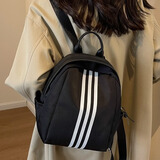 参拾忆双肩包女2025七夕时尚大气女士小背包女小巧旅游出差轻便小型休闲 竖条双肩包【8216黑色】