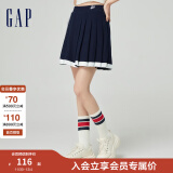 Gap女装2024春季新款运动针织不对称迷你百褶短裙活力半裙876133 海军蓝 175/74A(XL)亚洲尺码