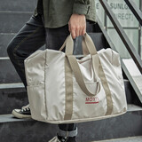 梵者手提旅行包男士休闲运动短途出行行李包大容量旅游手提收纳包袋女 米白色