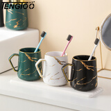 TENGTOO 情侣漱口杯陶瓷欧式北欧套装刷牙杯简约小清新洗漱杯 白杯+黑杯+绿杯（含硅藻托）