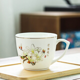 琪馨边陶瓷茶杯水杯带手柄主人杯品茗杯180毫升红茶杯德化白瓷玉瓷家用 清香远溢小茶杯