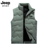 JEEP SPIRIT吉普马甲男秋冬季加棉休闲百搭坎肩保暖背心男大码外套 军绿 6XL