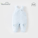 欢喜小熊 宝宝裤子秋冬夹棉加厚棉裤休闲裤儿童冬装长裤婴儿纯棉背带裤 静蓝 80 (建议10-18月身高73-80cm)