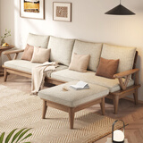 蒙特洛华实木沙发客厅小户型现代简约冬夏两用白蜡木质沙发新中式大板直拼 单人位【纯白蜡木】