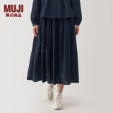 无印良品（MUJI） 女式 棉纱 抽褶裙 长半身裙女早秋款裙子 长裙 纱裙 深藏青色 L 165/70A