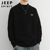 JEEP SPIRIT吉普毛衣男秋冬季韩版圆领针织衫男士一体绒保暖线衣 黑色 XL