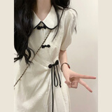 GOCHIEI新中式国风连衣裙子女夏季2025新款设计感小众高级感气质显瘦长裙 [杏色] 40-45kg-S