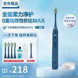 飞利浦电动牙刷HX2471声波震动亮白全自动软毛刷男女式清洁牙刷情侣套装 HX2471深藏色【漱口水+旅行盒】