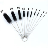 茶壶壶嘴刷刷子小缝隙软毛咖啡壶迷你清洁刷细长毛刷尼龙洗管刷 10支黑色大小规格套装