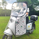 尔行电动车挡风被防晒遮阳防雨罩电瓶摩托车四季通用防水透明前挡风板 全挡）可拆卸【挡风防水—米白熊