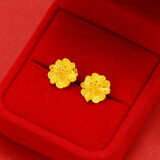 （）经典沙金耳钉女 时尚百搭沙金耳环女2022 耳饰女婚庆礼节饰品 爱心小花耳钉