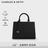 CHARLES&KEITH吊牌大容量托特包手提单肩送妈妈包包女包生日礼物CK2-50160152 Black黑色 L