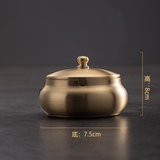 乾简纯黄铜烟灰缸带盖新中式复古创意个性潮流家用客厅办公室烟缸奢华 招财进宝纯黄铜烟灰缸小号(带盖)