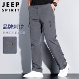 JEEP SPIRIT吉普休闲裤男春夏季直筒裤子男士多口袋工装男裤 深灰色- XL