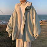 鲁宾克羊羔绒棉衣男冬季新款加绒加厚工装外套男宽松帅气男棉袄ins棉服 绿色 XL(125-140斤)