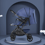 flykids婴儿推车超轻便携口袋伞车可坐躺宝宝车可上飞机避震换向折叠童车 双向豪华版绅士蓝
